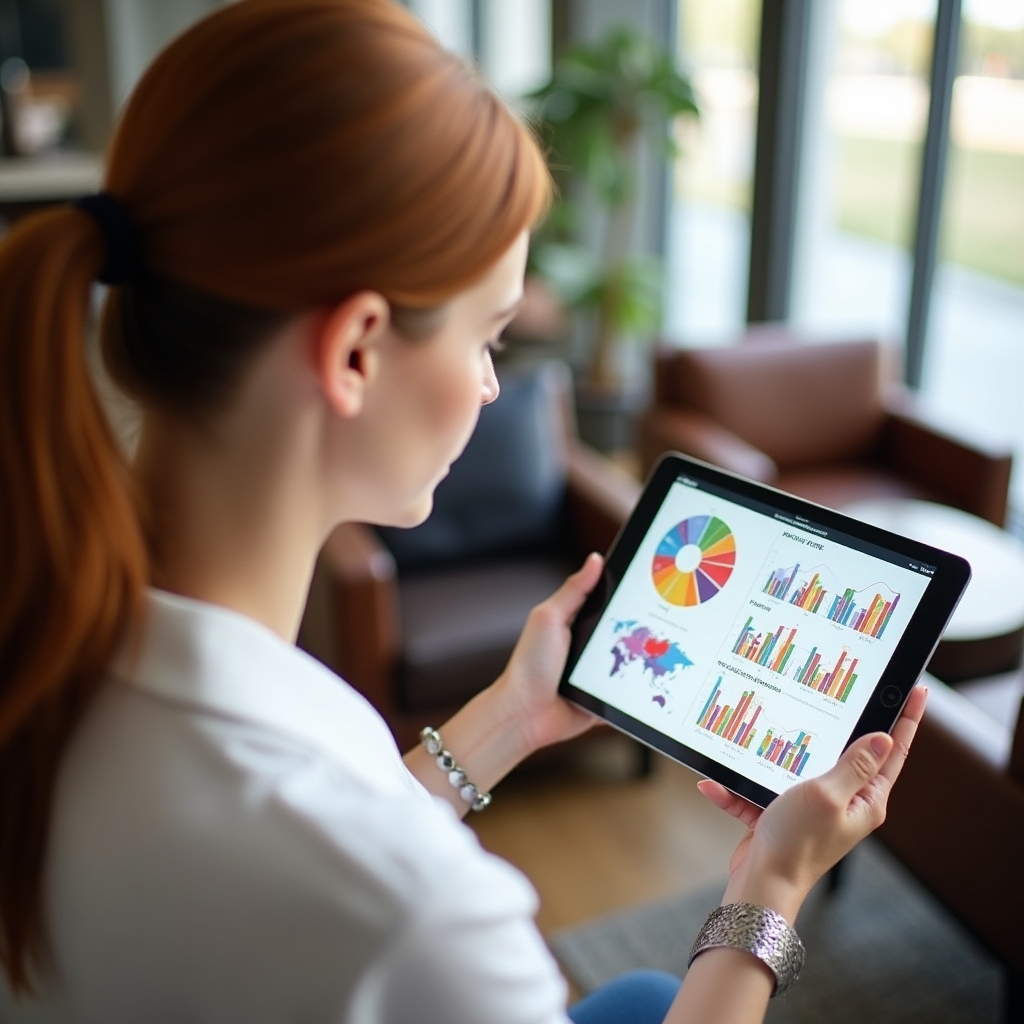 Graf segmentace návštěvníků e-shopu zobrazený na tabletu